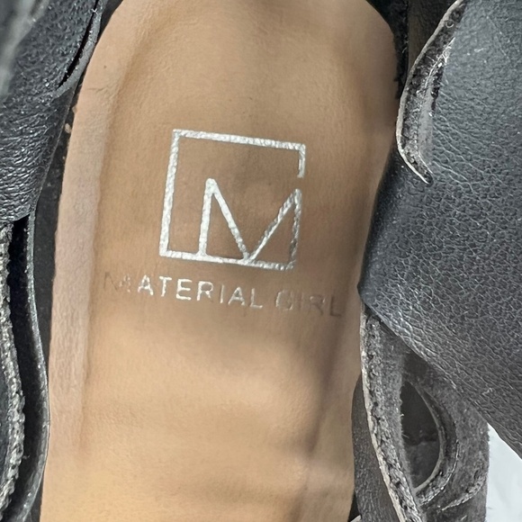 Material Girl Black Suede Hera Demi Wedge Gladiator Sandals Size 8 1/2 Women’s - Picture 2 of 9